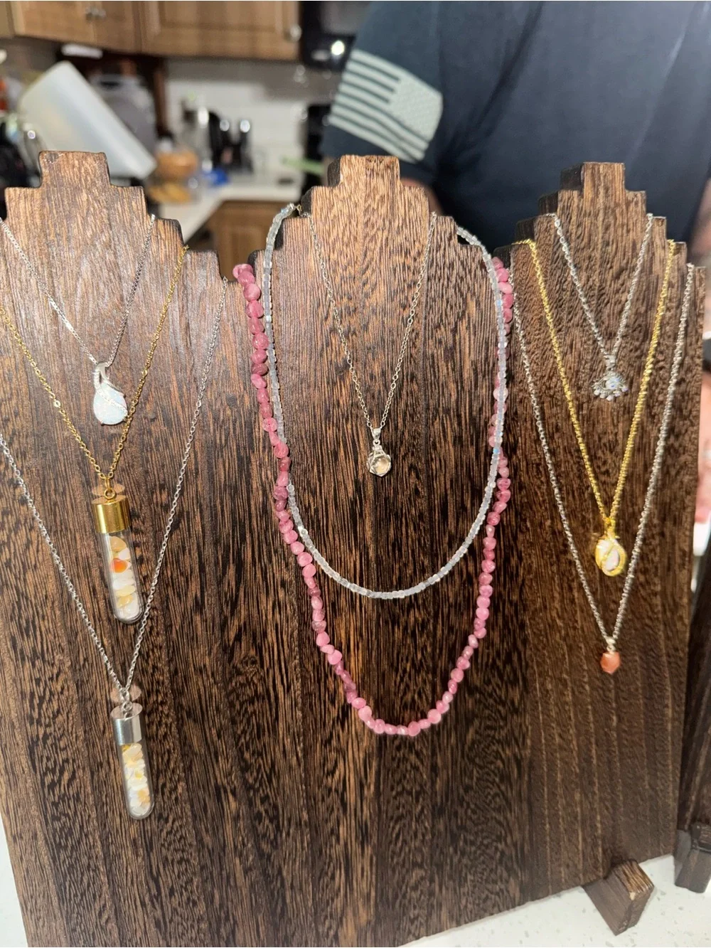 Wooden necklace displays- brand new!